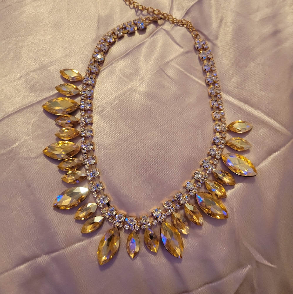 Amber Rhinestone Necklace
